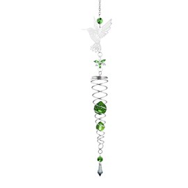 Hanging Crystal Sun Catcher, Hummingbird Spiral Crystal Decorative, Sun Catcher Wind Spinner, Hanging Crystals for Decoration, Birthday Gift (Green)