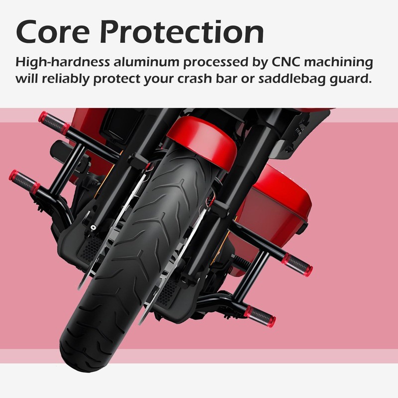 GZICMA Crash Bar Sliders CNC Carbon Fiber 1.25" Decorative Wheels