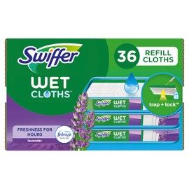 Swiffer Swiffer Sweeper Wet Mopping Cloth Multi Surface Refills, Mops for Floor Cleaning, Febreze Lavender Scent, 36 Count