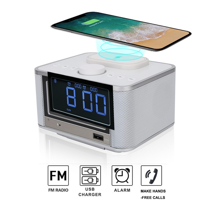 Bluetooth Speaker Player Radio Wireless Charging Digital Alarm Clock