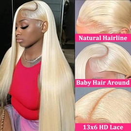 SWOTHEW 613 13x6 Lace Front Wig Human Hair 200 Density Blonde Wig Human Hair 613 Straight Blonde HD Lace Front Wigs Pre Plucked 613 Lace Frontal Wigs 28 Inch