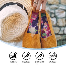 LMHCISO No Show Socks for Women, Shoe Inserts,Sockless,Anti Odor No Slipping,Washable Barefoot Inner Soles for Women,Iris Print,Size 6-9