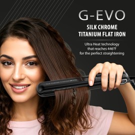 GA.MA G-EVO Silk Chrome Titanium 4/5 Inch Flat Iron with Oxy-Active & Nano Silver Technology, Digital Display, Auto Shut-Off