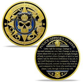 AtSKnSK Police Officer's Prayer Law Enforcement Patron Saint of Police Officers Challenge Coin Officer Prayer St Michael Coin Military Sheriff Gifts for Men