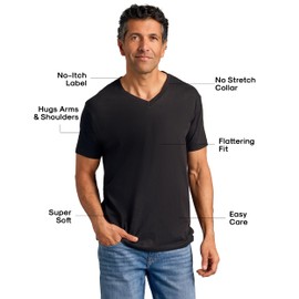 True Classic Mens V Neck T Shirts – Soft, Fitted Undershirts for Men Pack – Mens Undershirts – Cotton Blend, Tag-Free, Pack of 1, Black, L