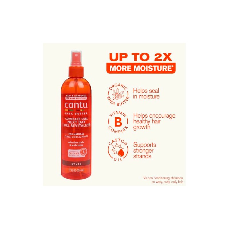 Cantu Comeback Curl Next Day Curl Revitalizer, 12 Fluid Ounce