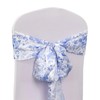 Balsa Circle 5 White Satin Chair Sashes Blue Floral Design
