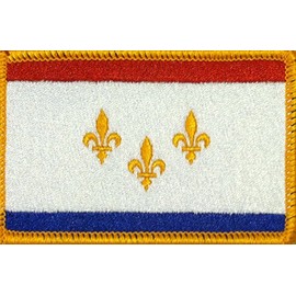 NEW ORLEANS Flag Iron-On Patch Embroidered Tactical Morale Patch EMBLEM #08 (GOLD BORDER)