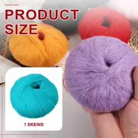 PATIKIL Wool Yarn, Soft Yarn Mohair Fuzzy Fur Fine Fluffy Yarn Thin for Crocheting Knitting Sweater Scarf Hat Crafts Blanket Rug, Lake Blue