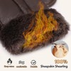 MGGMOKAY Women Leather Mittens Shearling Sheepskin Fur Lined Winter Mitten