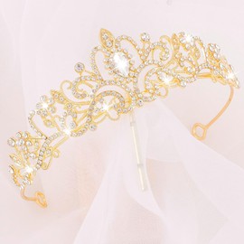 Tiara Crystal Crown with Rhinestone Comb Silver Rhinestone Tiara Wedding Tiara Wedding Bridal Rhinestone Crown for Birthday Wedding Prom Princess Parties, Gemstone, Crystal