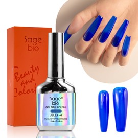 SAGEBIO Jelly Gel Nail Polish, 15ml Semi-Transparent Gel, Glossy Finish, Vibrant Colors for DIY Manicures, Long-Lasting & Chip-Resistant