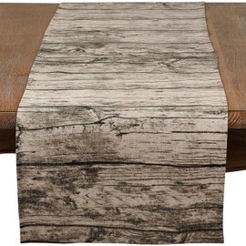 SARO LIFESTYLE 426.N1672B Lignum Vitae Collection Printed Wood Design Table Runner, 16" x 72", Natural