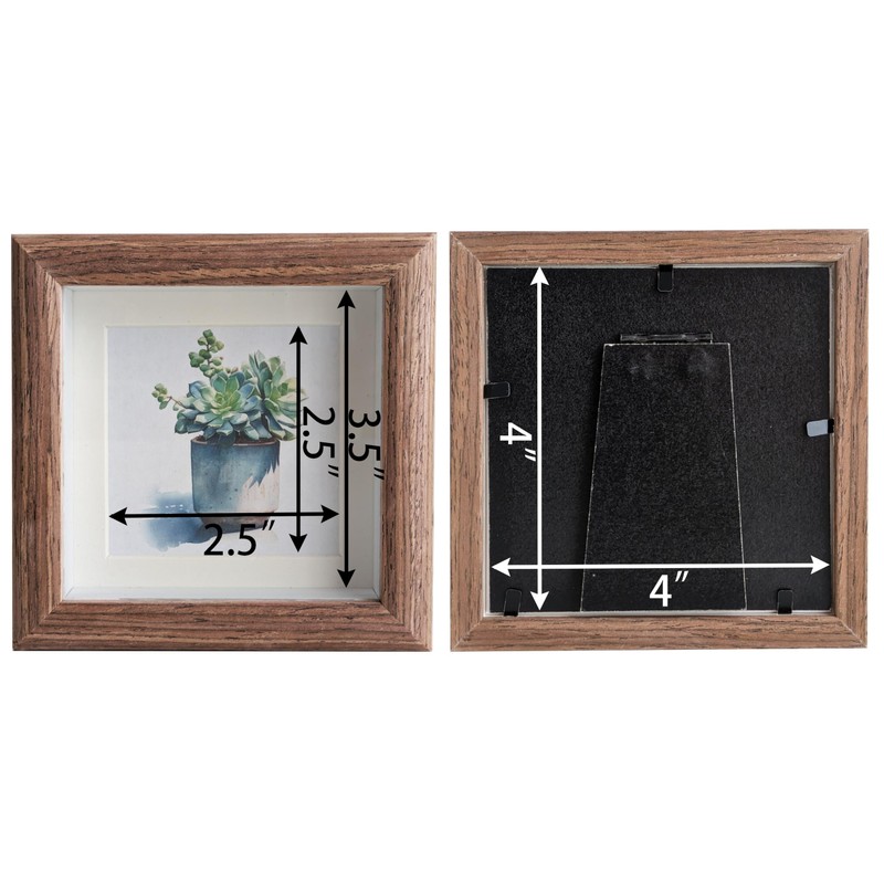 PLUSCHEN 4X4 Wooden Picture Frame with 3x3 Mat, 4x4 Sqaure