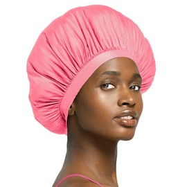 Stay on Satin Never Dry Extra Large Satin Edge Bonnet for Sleep (Pink)