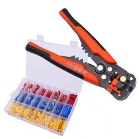 TOPWAY Wire Stripper Crimper Set 400Pcs, Automatic 10-24 AWG (0.5~6.0mm²) 8-inch Self-Adjusting Electrician Cable Wire Terminals Cutting Plier Crimping Tool Kit 416501