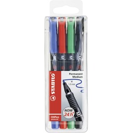 STABILO OHP Pen OHP Pen Permanente - Mediano - portafolios de 4 - Colores surtidos
