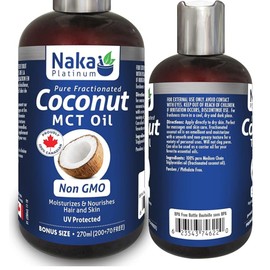 Naka Platinum Pure Fractionated Coconut TCM Oil, Moisturizes and Nourishes Hair and Skin, 270ml, 270ml