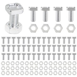 Greenhouse Nuts and Bolts,50 Sets Aluminium Greenhouse Hex Nuts and Square Head Bolts for Building Repairing Greenhouse Necessary Accessories (50 Square Head Bolts and Nuts)