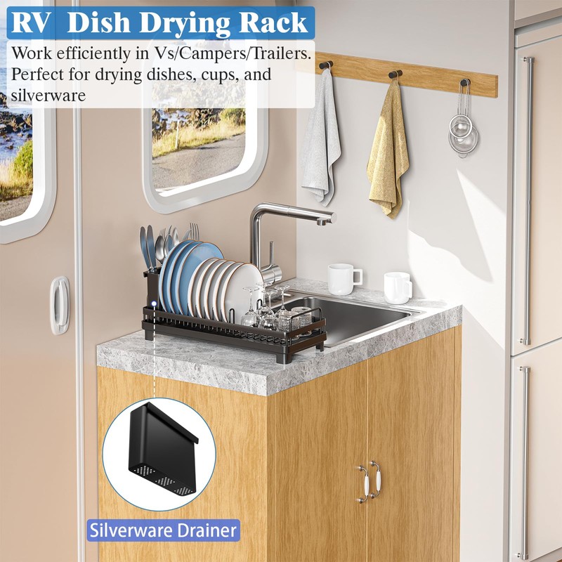 CHLORYARD Small Dish Drying Rack, Compact Sink Dish Drainer Plate