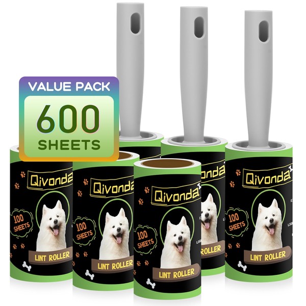 Qivonda Lint Roller 600 Sheets Mega Value Set, Lint Rollers