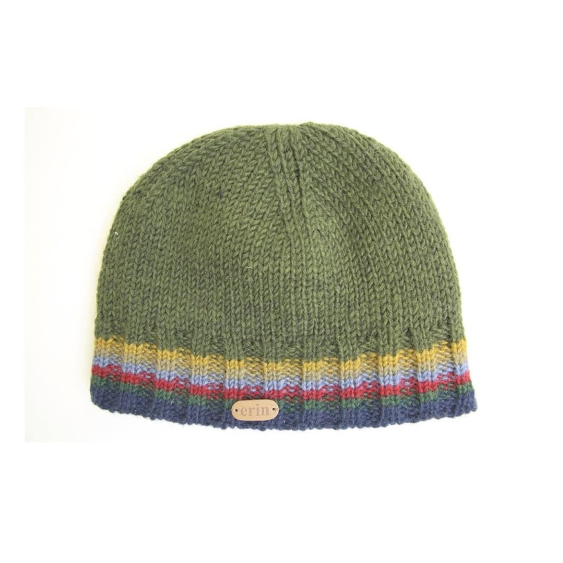 Classic Irish Wool Rib-Knitted Winter Beanie, 100% Wool with Fleece