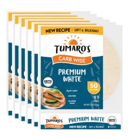 Tumaro's Premium White Carb Wise Wraps - Low Carb - Keto Certified Sandwich & Burrito Tortillas - Healthy Vegan Alternative - 8 Count (Pack of 6)