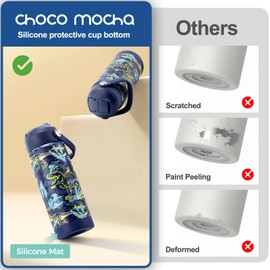 Choco Mocha Children's Stainless Steel Water Bottle with Straw for Boys Thermos Flask Children Leak-Proof Water Bottle Insulated Water Bottle for School BPA-Free 14 oz / 450 ml, Colour Gradient