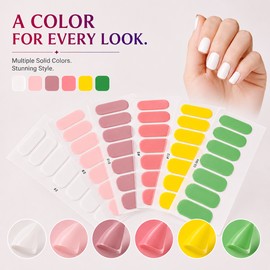 Semi-Cured Gel Nail Strips for DIY Manicure – 14/16 Full-Cover Solid Color Nail Stickers for Easy At-Home Nail Styling