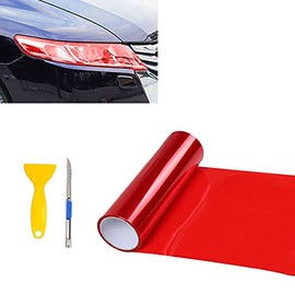 12” X 48” Red Tint Air-Release Vinyl Wrap Film Roll for Car Headlight, Taillight , Fog Lights with Squeegee + Cutter（Red）