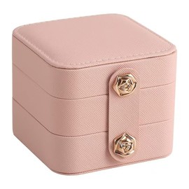 Small Jewelry Box, Zupixfer Portable Jewelry Box Organizer Pink Leather Mini Travel Jewelry Case for Rings Earrings Necklace Bracelets Jewelry for Women Girls