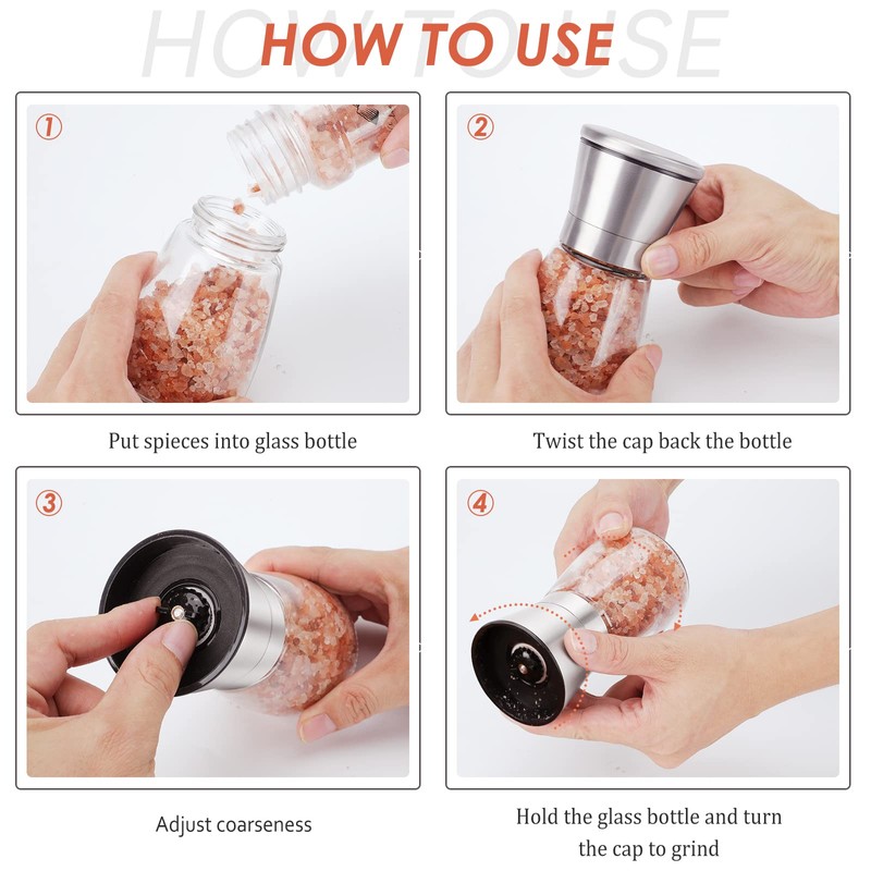 Ebaco Original Stainless Steel Salt or Pepper Grinder - Top