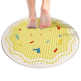 21" Round Yellow Baby Bath Mat, Non-Slip Shower Mat with Suction Cups for Bathtub Safety