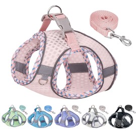 JOYPAWS Soft Dog Harness and Leash Set for Walking, Summer Step in Vest Harness, Reflective Bands, Ultra Thin Breathable Pet Supplies, for Extra Small Dogs and House Cats Pearl Pink XS