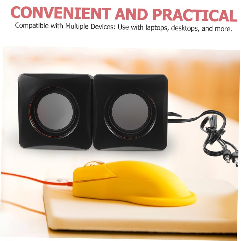 Operitacx 1Pair Mini USB Wired Speaker for Desktop Laptop Compact