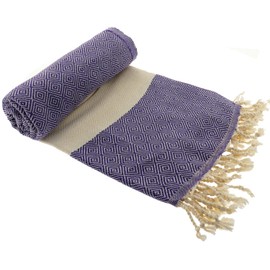 Stefano Ferrante ELMAS Hammam Towel Sauna Towel Pestemal Fouta Beach Towel Bath Towel Cotton Backpacker 100 x 180 cm, purple, 100 x 180 cm