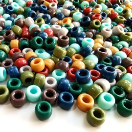 Amaney 1000Pcs Pony Beads 6x9mm Mixed Colors Earth Tone Acrylic Beads for Making Bracelet Hair Braids Crafts