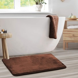 Clara Clark Bathroom Rugs, Velvet Memory Foam Bath Mat, Non-Slip, Machine Washable Bath Rugs - Dries Quickly, Ultra Soft Plush Bath Mats for Bathroom, 20 x 32, Chocolate Brown