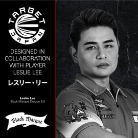 TARGET Japan Black Marque Dragon 3.0 Steel Tip Darts with Kflex, 25G | 90% Tungsten Dart Set, K-Flex Flights and Shafts No.6, Nano Swiss Points, Player Leslie Lee