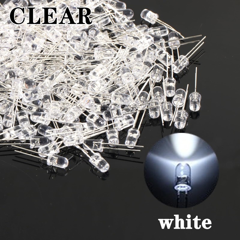 Juasky 150pcs 5mm LED Diode Lights,Clear LED Light Emitting Diodes