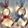 Easter Decoration Wreath with Light Handmade Rattan Easter Rabbit Wreath