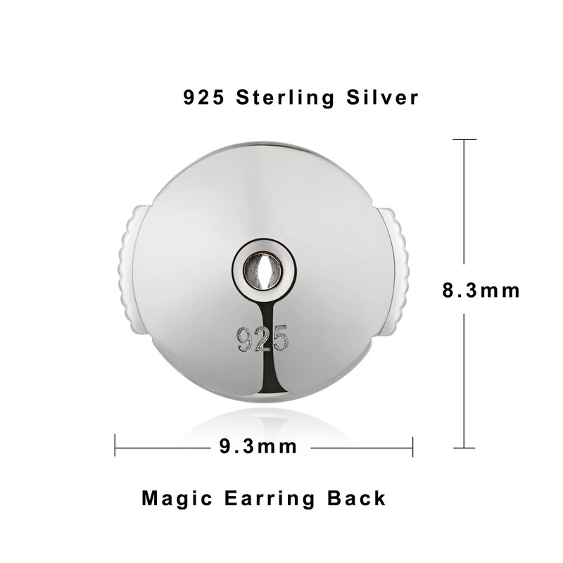 JiaYang 18k White Gold Plated Earring Backs Sterling Silver Earring