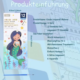 KAYSENSUK Pack of 6 Children's Colouring Pads with Watercolour Paper & Watercolour Brush, Watercolour Pad & Watercolour Book, Watercolour Block & Watercolours, Pad with Watercolour, Watercolour &