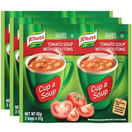 Knorr Tomato Soup Mix with Croutons 1.52oz (3x2 Packs for 6 Pouches Total)| Delicious, Warm, and Ready in Minutes!