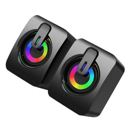 Mikinona 1 Pair Wired Gaming Speakers with Ambient Light USB Powered Subwoofer for Desktop Laptop and Tablet Versatile Audio for Home Office and More