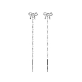 Karolovin Bowknot Tassel Earrings Studs Simple and Elegant Long Summer Style for Ladies