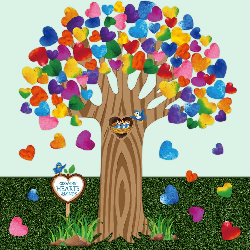 103 Pieces Classroom Tree Bulletin Board Set Bulletin Board Hearts