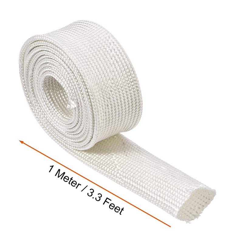 sourcing map Insulation Braid Sleeve, Fibreglass Sleeve 3.3Ft-16 mm High