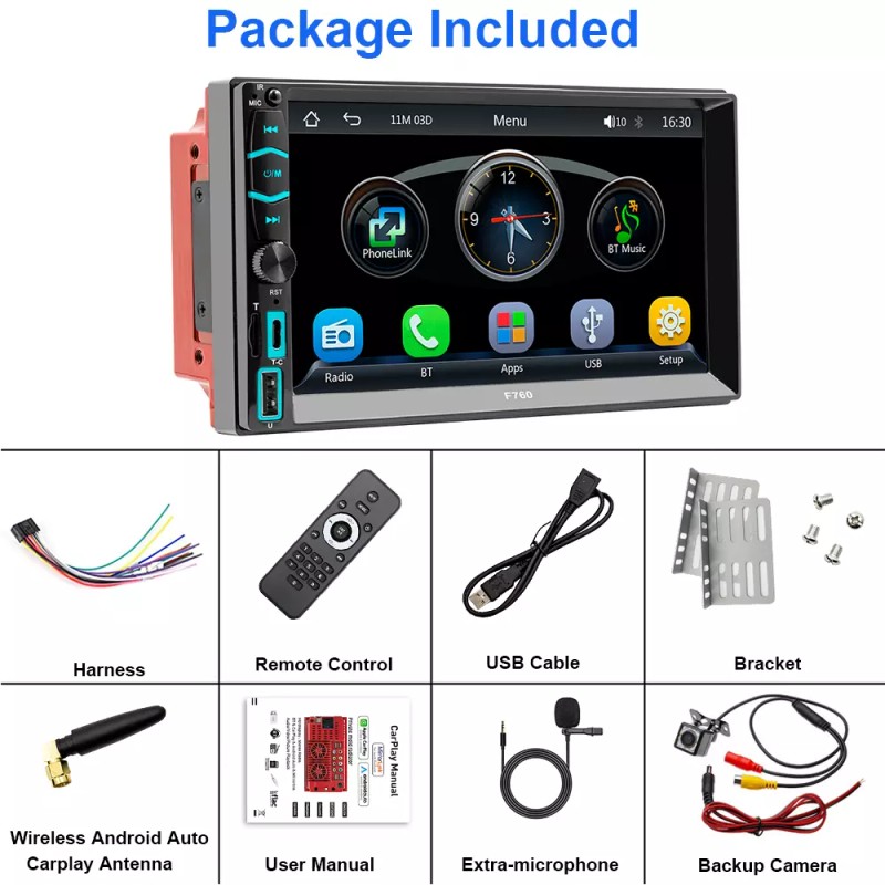 YuanTing Double 2Din Car Stereo Radio 7" screen Player Bluetooth
