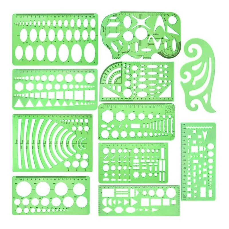 VOANZO 11 PCS Geometric Drawings Templates For Drawing Engineering Drafting